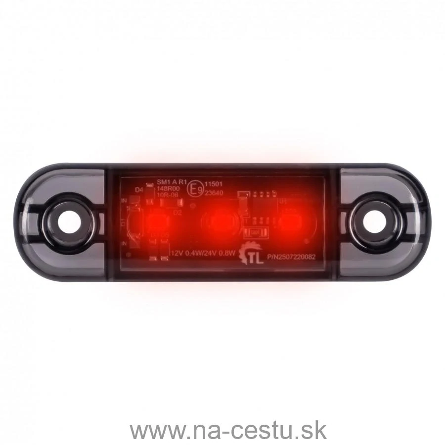 Obrysové svetlo 3LED 12/24V tmavo červené