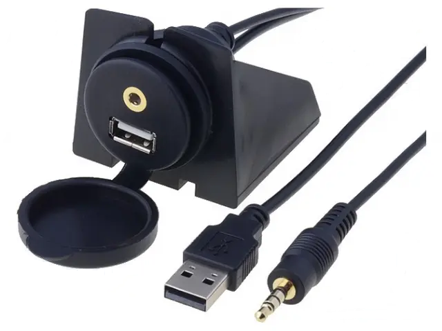 predlžovák USB/AUX; USB A zásuvka,zásuvka Jack 3,5mm 3pin; 2m
