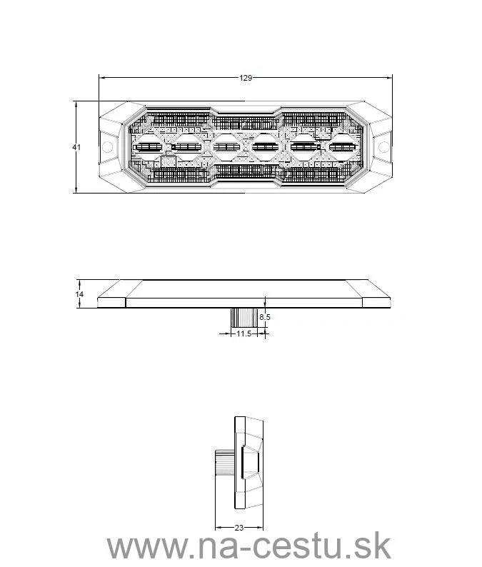 PROFI výstražné/bočné LED svetlo, oranžové + oranžové, 12-24V, ECE R65