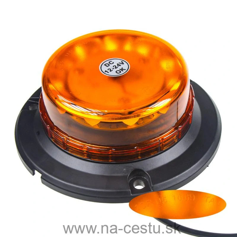 LED maják, 12-24V, 12x3W oranžový fix, ECE R65