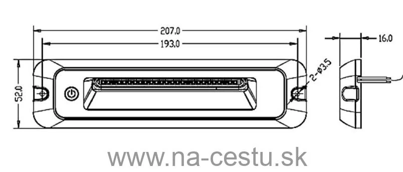 LED osvetlenie interiéru/exteriéru, 10-30V, 15W, ECE R10, IP67, biele dotykové