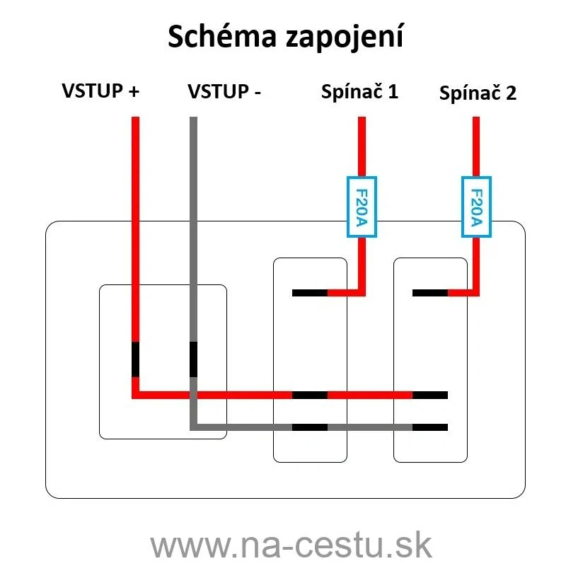 Panel s 2x spínačom + 2x USB + voltmeter